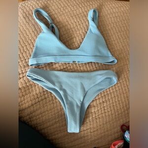 Light Blue Textured Bikini Set